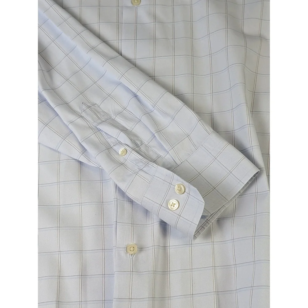 Banana Republic Classic Fit Mens XL Light Blue Windowpane Check Cotton Shirt EUC